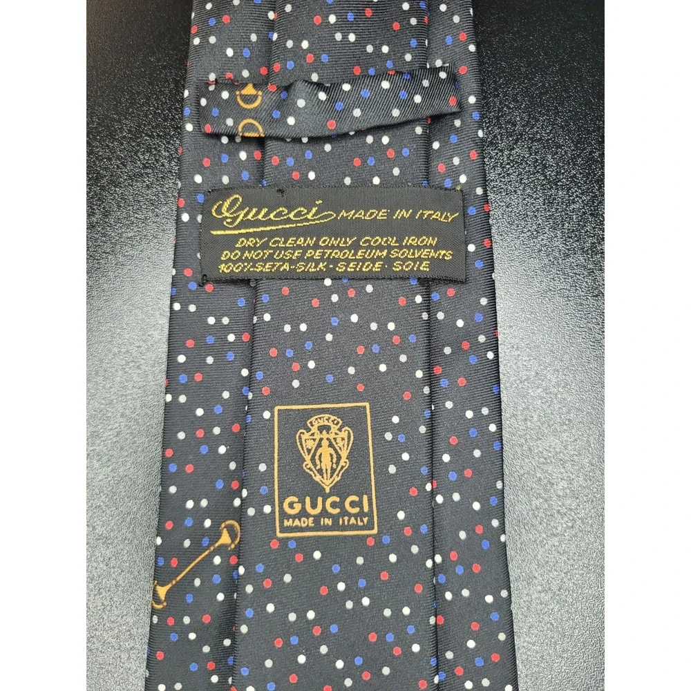 Gucci Men's Necktie Black Polka Dot Silk 3.5